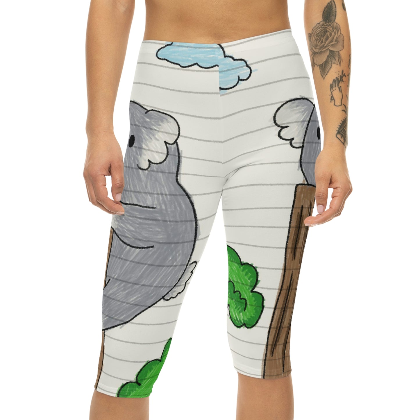 Koala Bear Animal Tree Climber Women’s Capri Leggings (AOP)