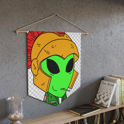 Spartan Helmet Military Jacket Lolipop Mouth Green Alien Visitor Pennant