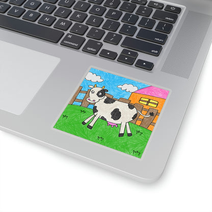 Cow Moo Farm Barn Animal Character Kiss-Cut Stickers