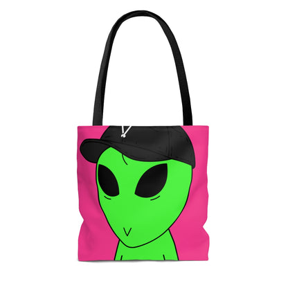 V Face Visitor Green Body Alien Black Hat Visi AOP Tote Bag