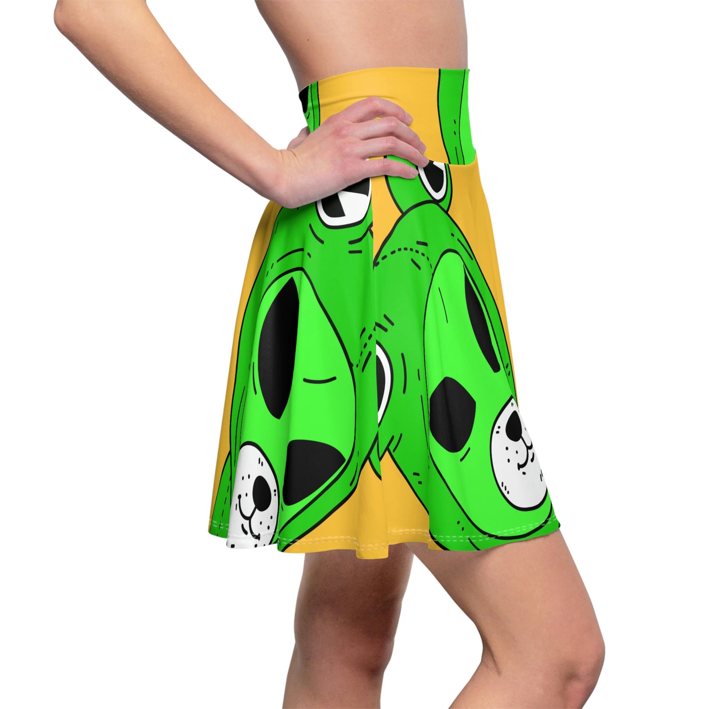 Frog Alien Visitor Women's Skater Skirt (AOP)