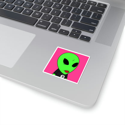 8 Ball Green Alien Lipstick Visitor Pool Player Game Kiss-Cut Stickers