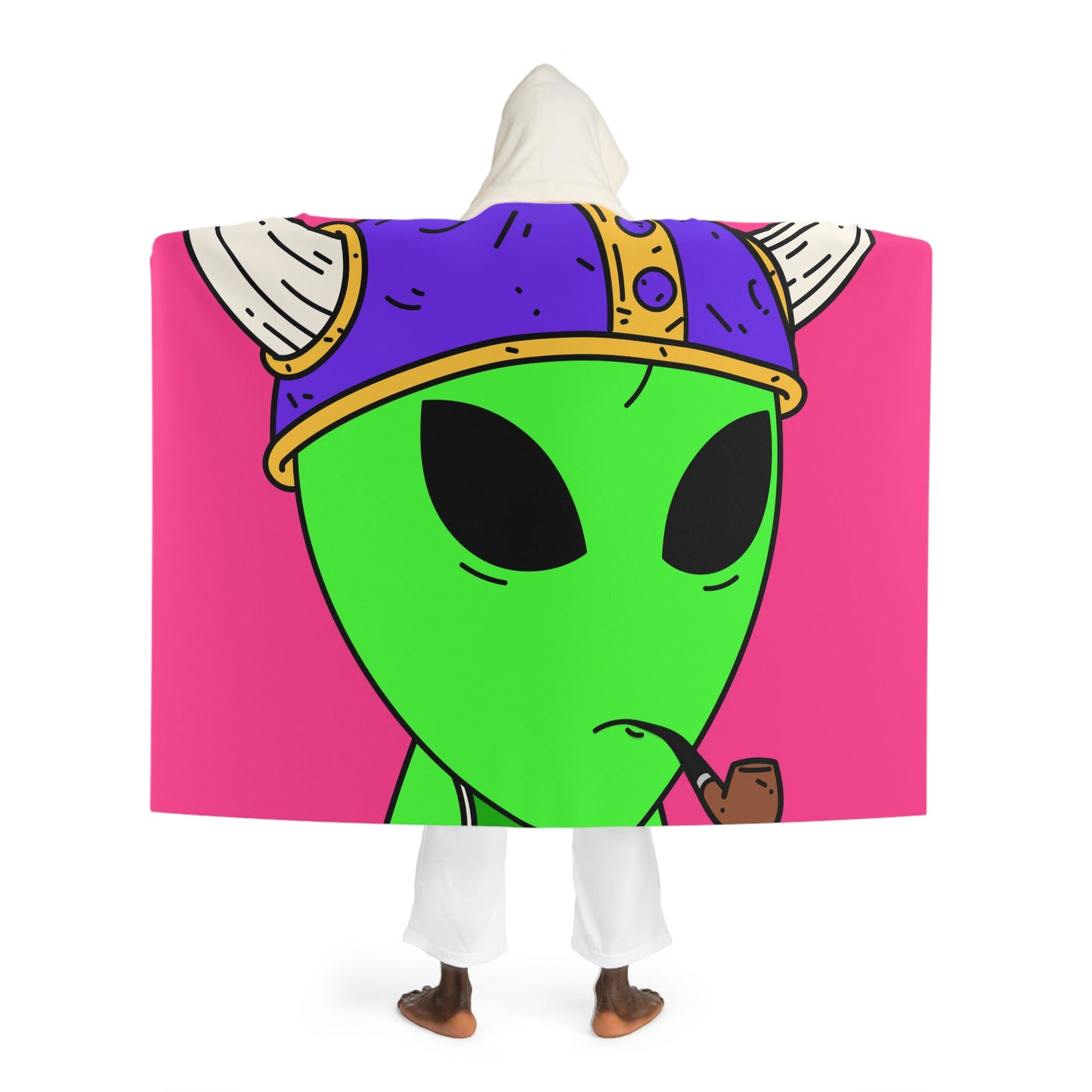 Green Visi Jersey Purple Viking Helmet Pipe Alien Visitor Hooded Sherpa Fleece Blanket