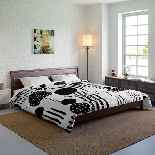 Scandinavian Minimalist Monochrome Shapes & Lines Design Comforter