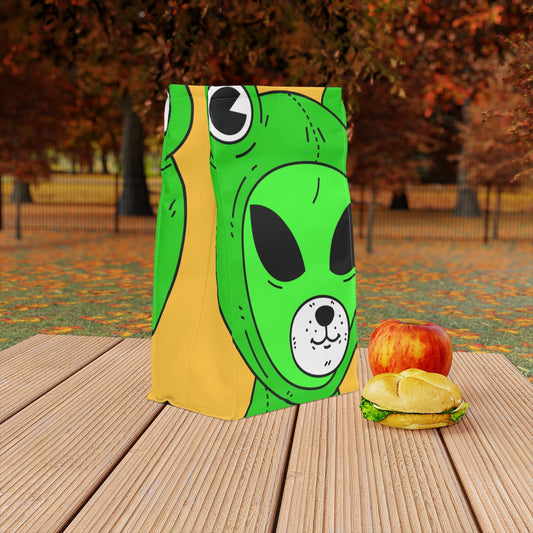 Green Kek Frog Alien Space Character Cartoon Dog Bear Face Visitor Polyester Lunch Bag