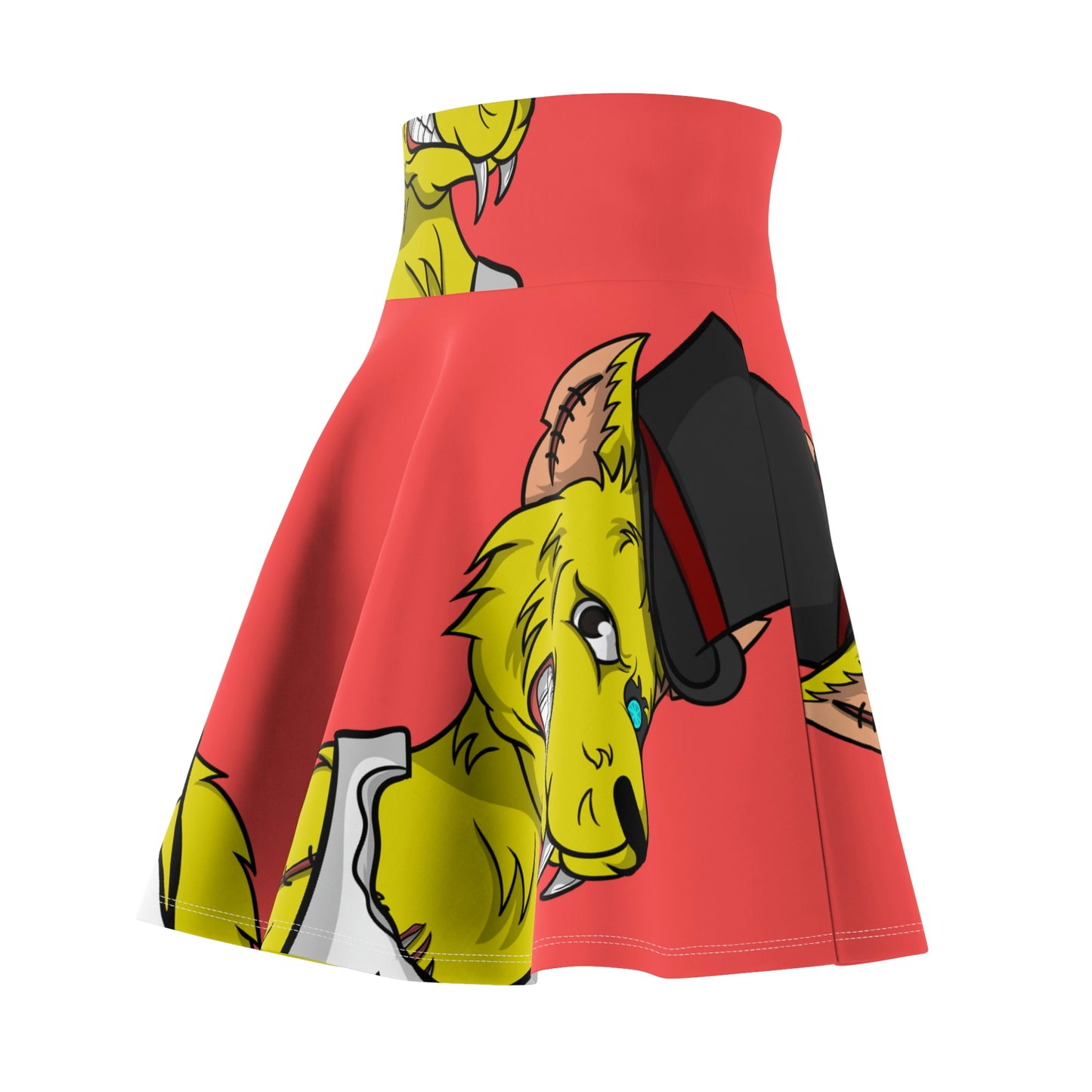 Top Hat Werewolve Cyborg Wolf Graphic Women's Skater Skirt