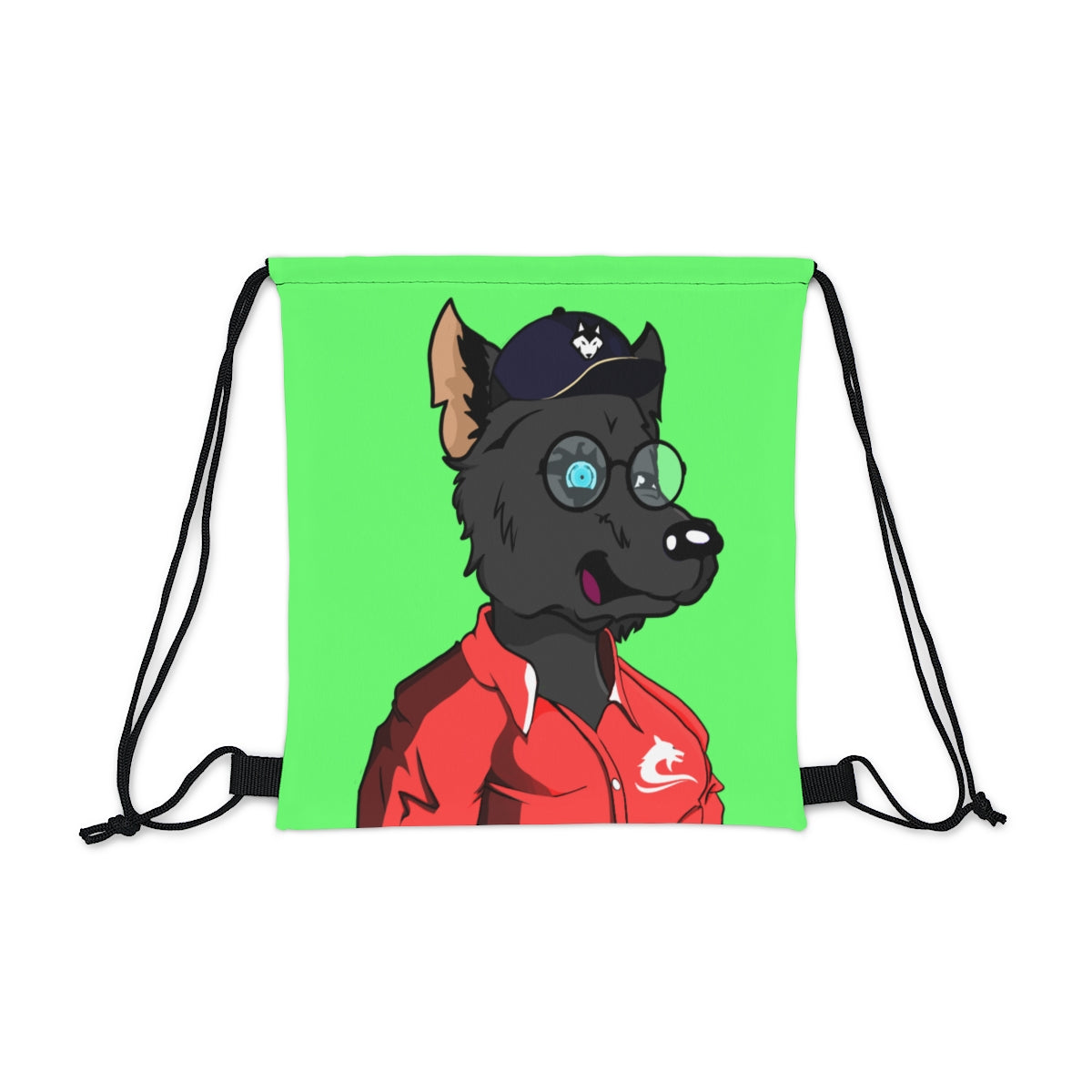 Cyborg Wolf Pack Hat Red Sport Jacket Blue Eye Outdoor Drawstring Bag