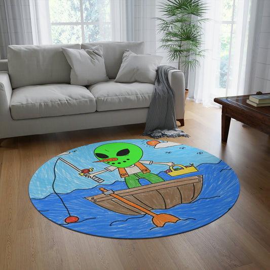 Sea Fish Hunter Veggie Visi Vegetable Visitor Alien Round Rug