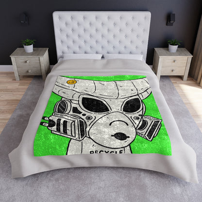 YellowsmileyF Armored White Future Alien Cyborg Machine Visitor Crushed Velvet Blanket - Visitor751