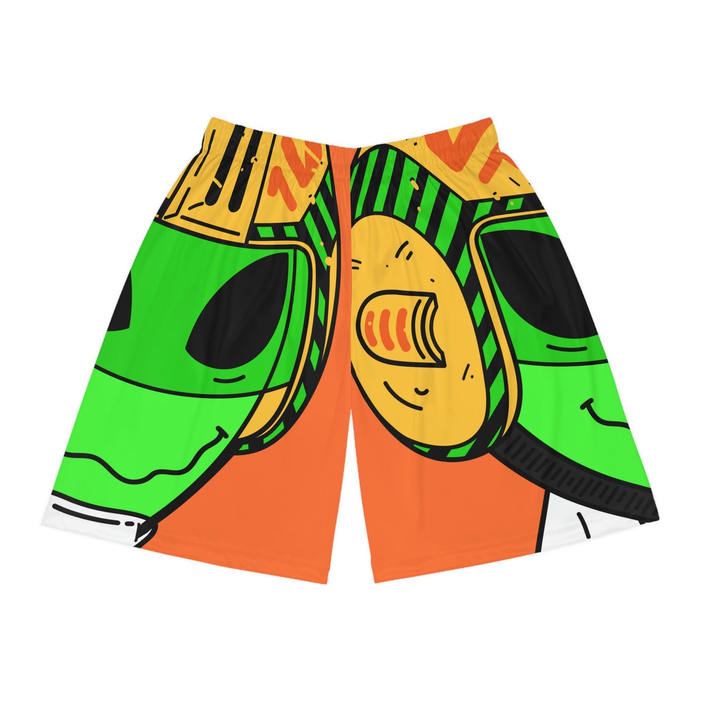 Alien Green Sporty Basketball Shorts (AOP)