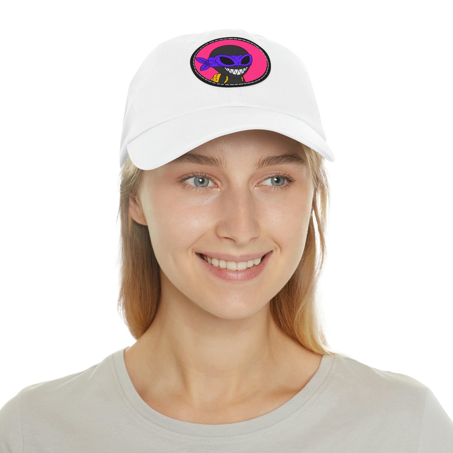 Dark Ninja Warrior Alien Visitor Dad Hat with Leather Patch (Round)