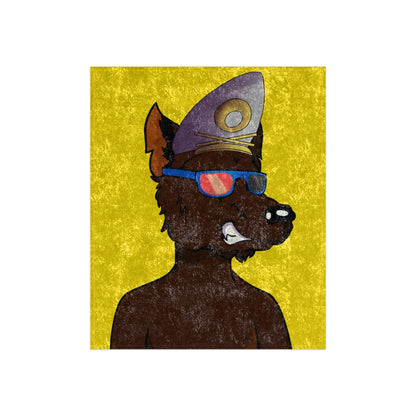 Wolf Cyborg Sailor Hat Shirtless Sunglasses Brown Fur Crushed Velvet Blanket