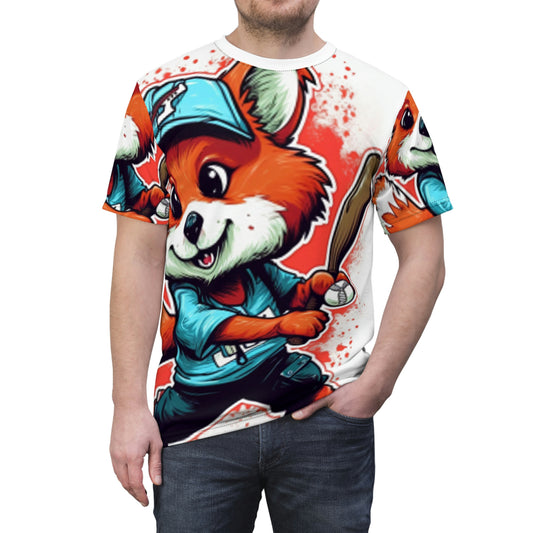 Red Panda Baseball Sport Athletic Graphic Unisex Cut & Sew Tee (AOP)