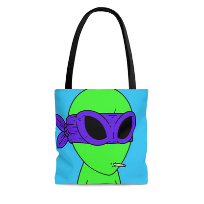 White Whistle Mouth Green Visitor Purple Ninja Mask Alien AOP Tote Bag