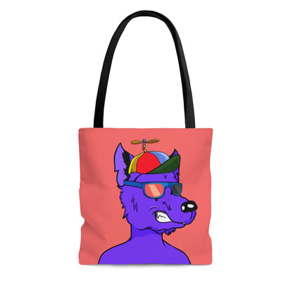 Cyborg Wolf Purple Fur Propeller Hat Colored Sunglasses AOP Tote Bag