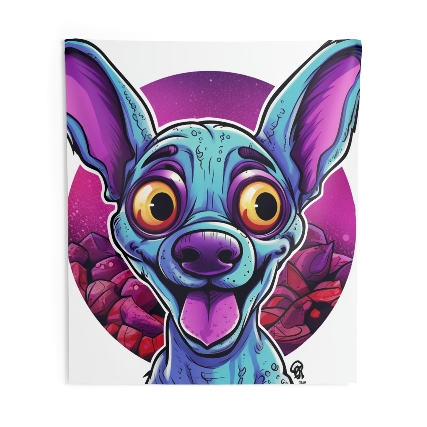 Classic Alien Dog Space Cartoon Style with a Retro Twist Indoor Wall Tapestries