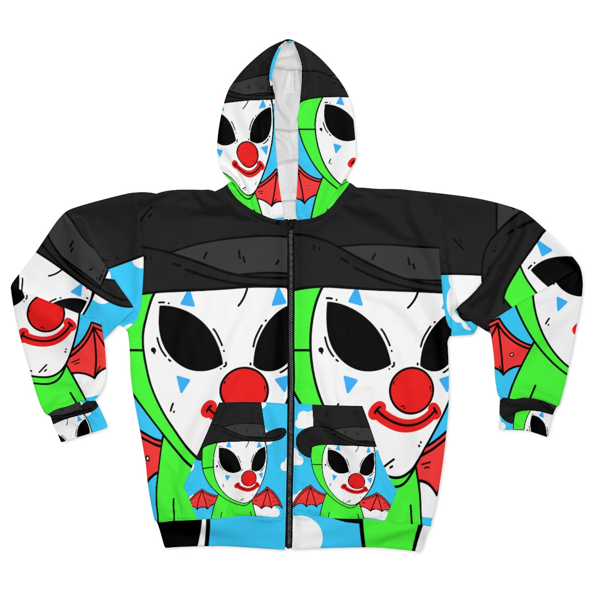 Flying Anime Joker Clown Alien AOP Unisex Zip Hoodie