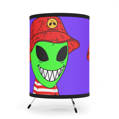 Personaje alienígena Dibujos animados Sombrero rojo Camisa a rayas Lámpara de trípode con sonrisa grande y pantalla impresa de alta resolución, enchufe US\CA 