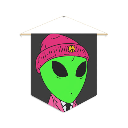 Pink Peace Hat Suit Green Alien Visitor Pennant