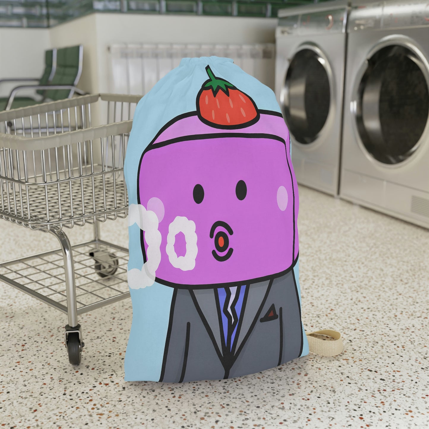 Strawberry Fruit Head Block Laundry Bag