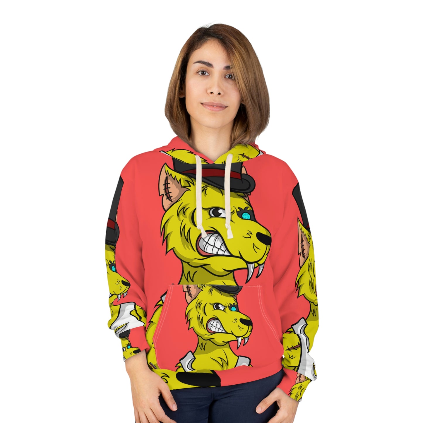 Top Hat Werewolve Cyborg Wolf Graphic AOP - Sudadera con capucha unisex