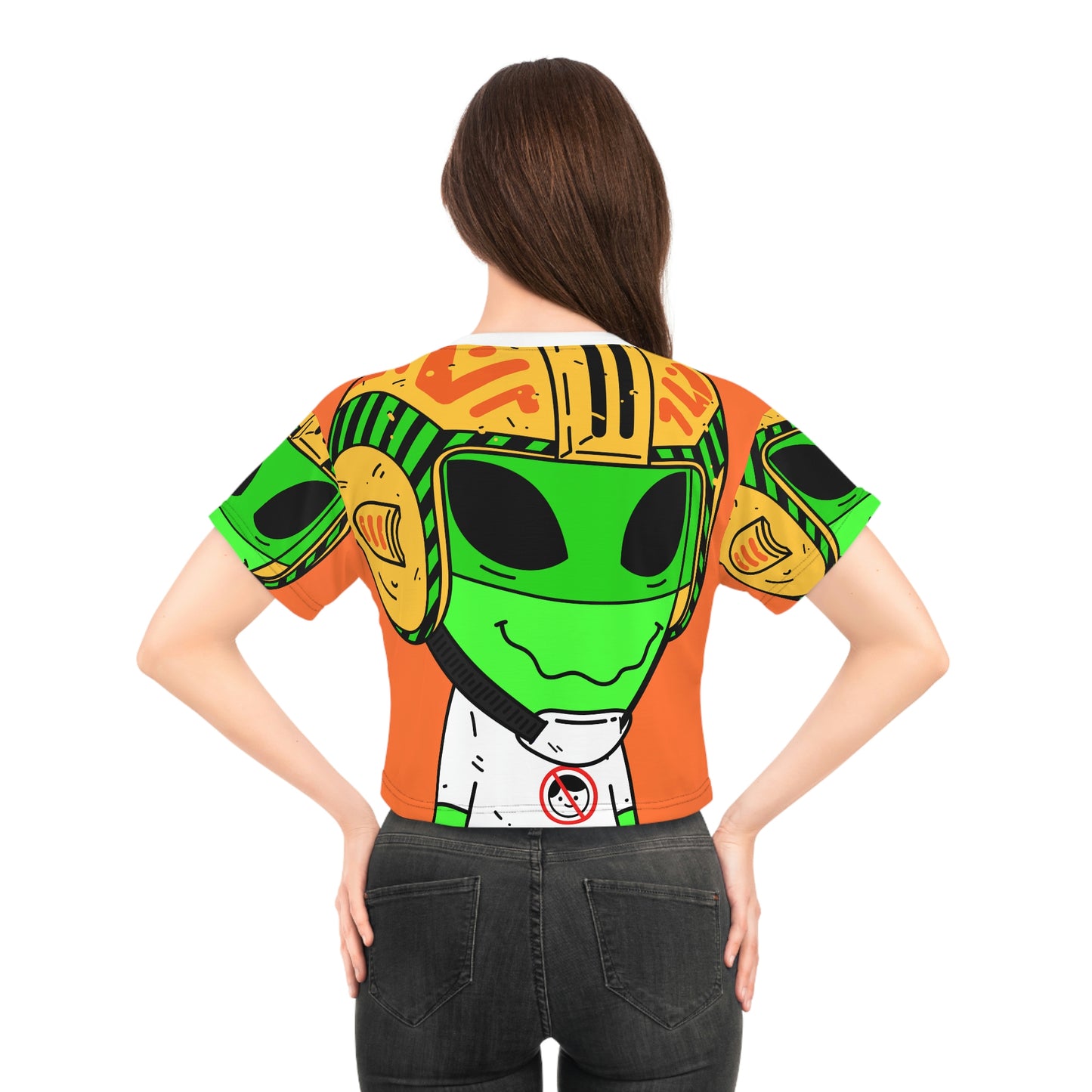 Alien Green Sporty Crop Tee (AOP)