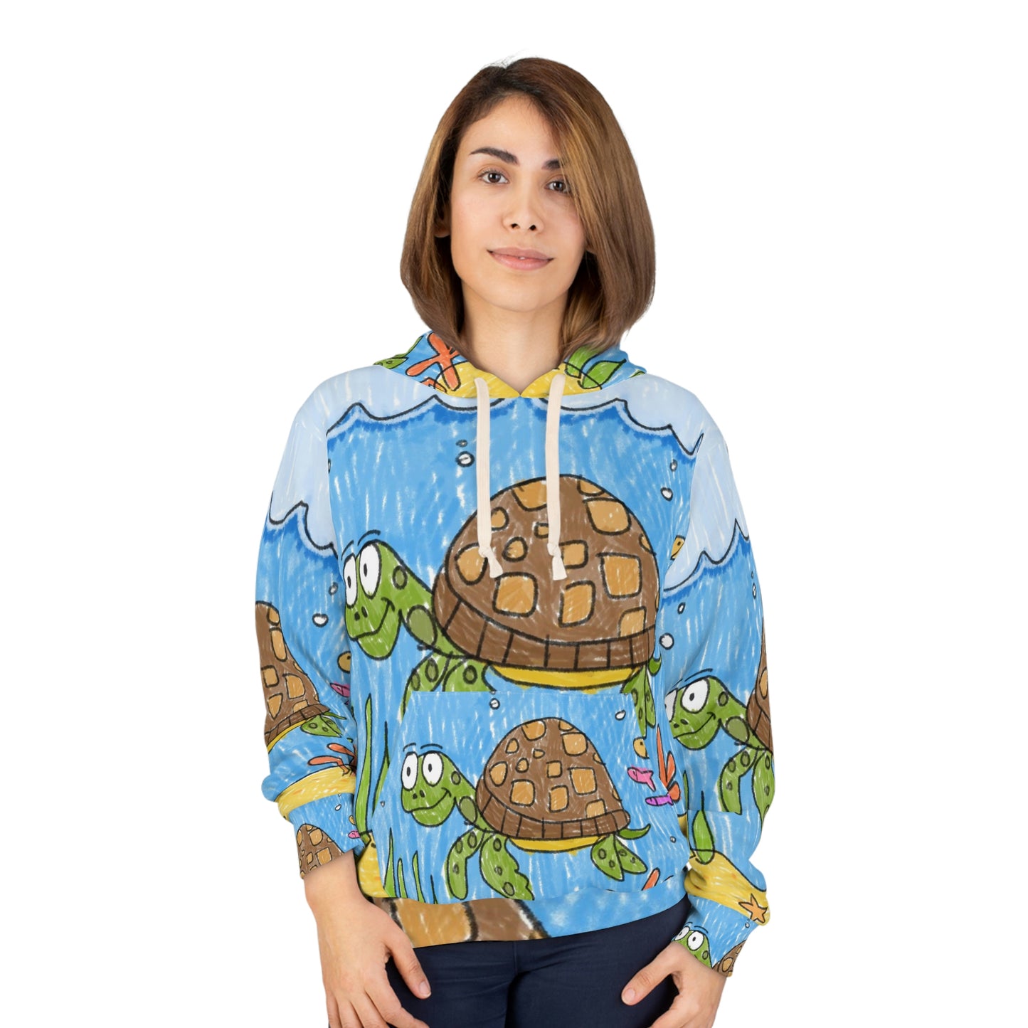 Sea Turtle Beach Sand Ocean AOP Unisex Pullover Hoodie