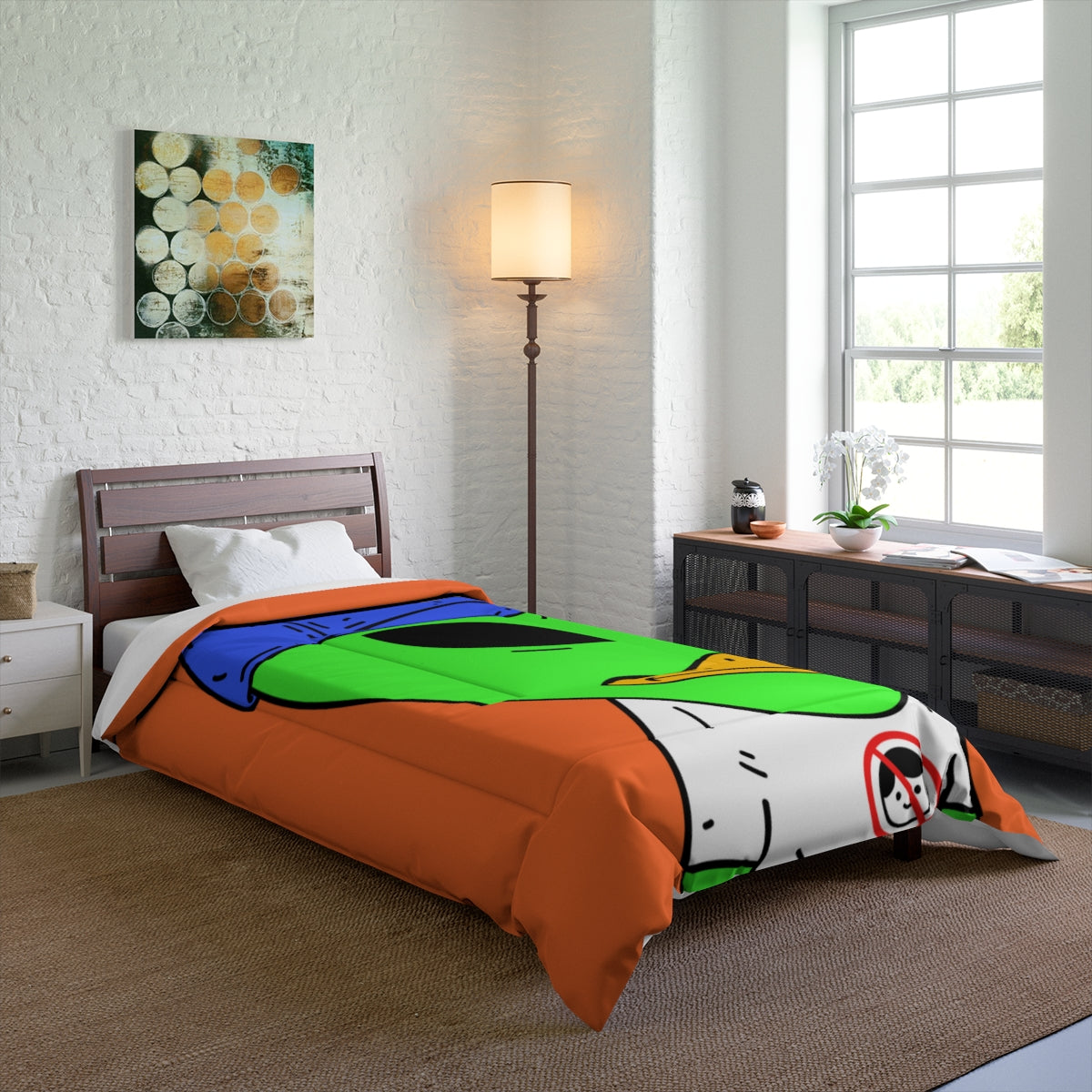 Anti Human Duck Visitor Green Alien Bed Comforter