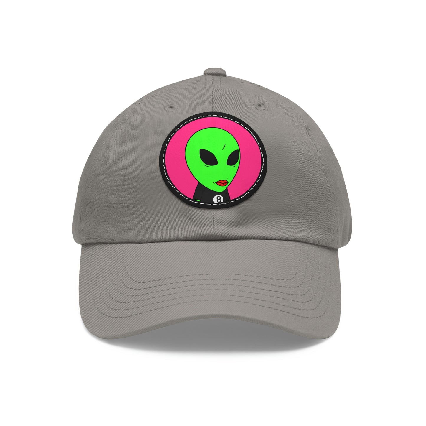 8 Ball Green Alien Lipstick Dad Hat with Leather Patch (Round)