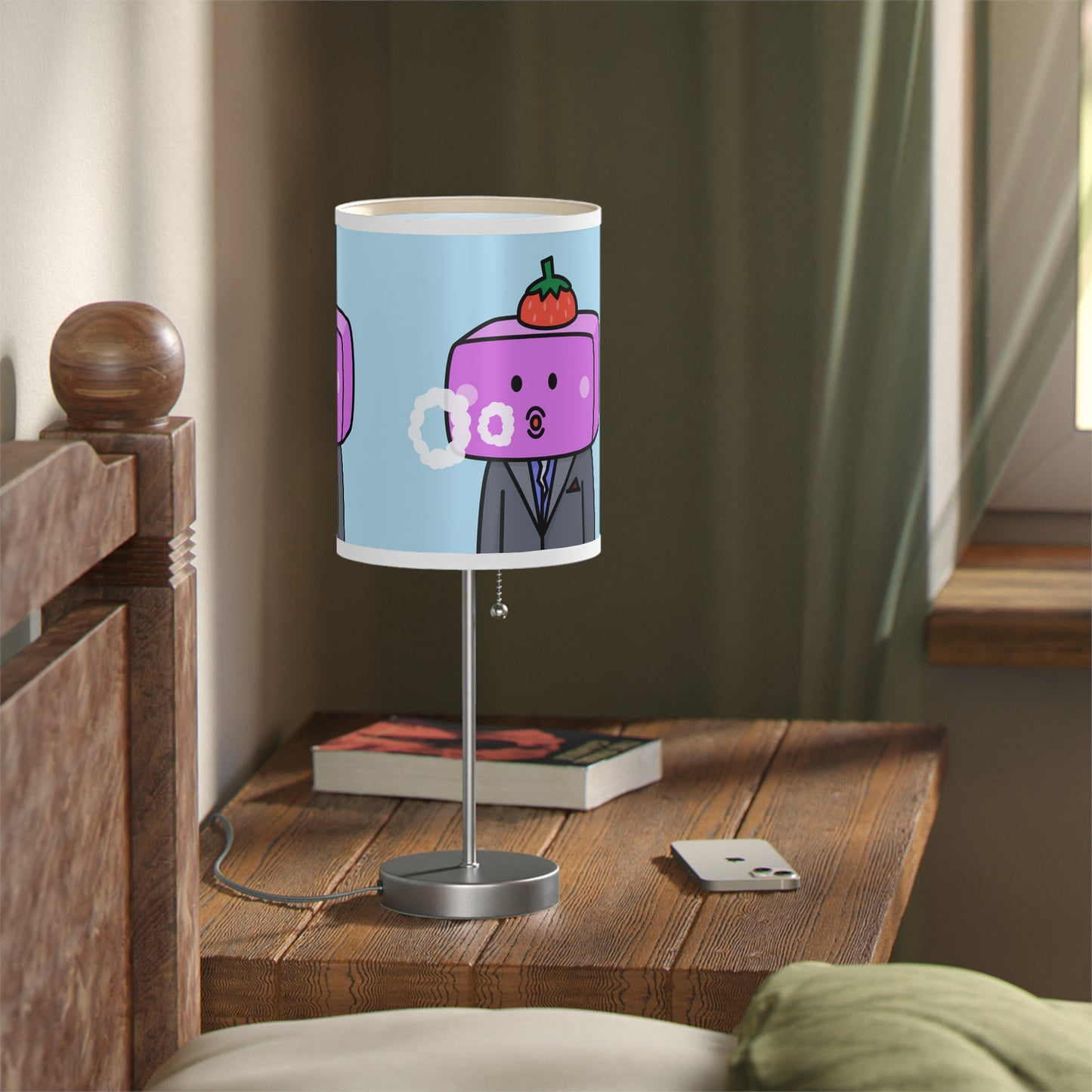 Strawberry Fruit Head Block Lamp on a Stand, US|CA plug