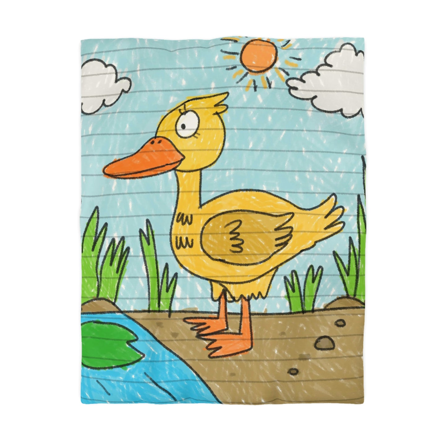 Yellow Duck Bird Pond Microfiber Duvet Cover