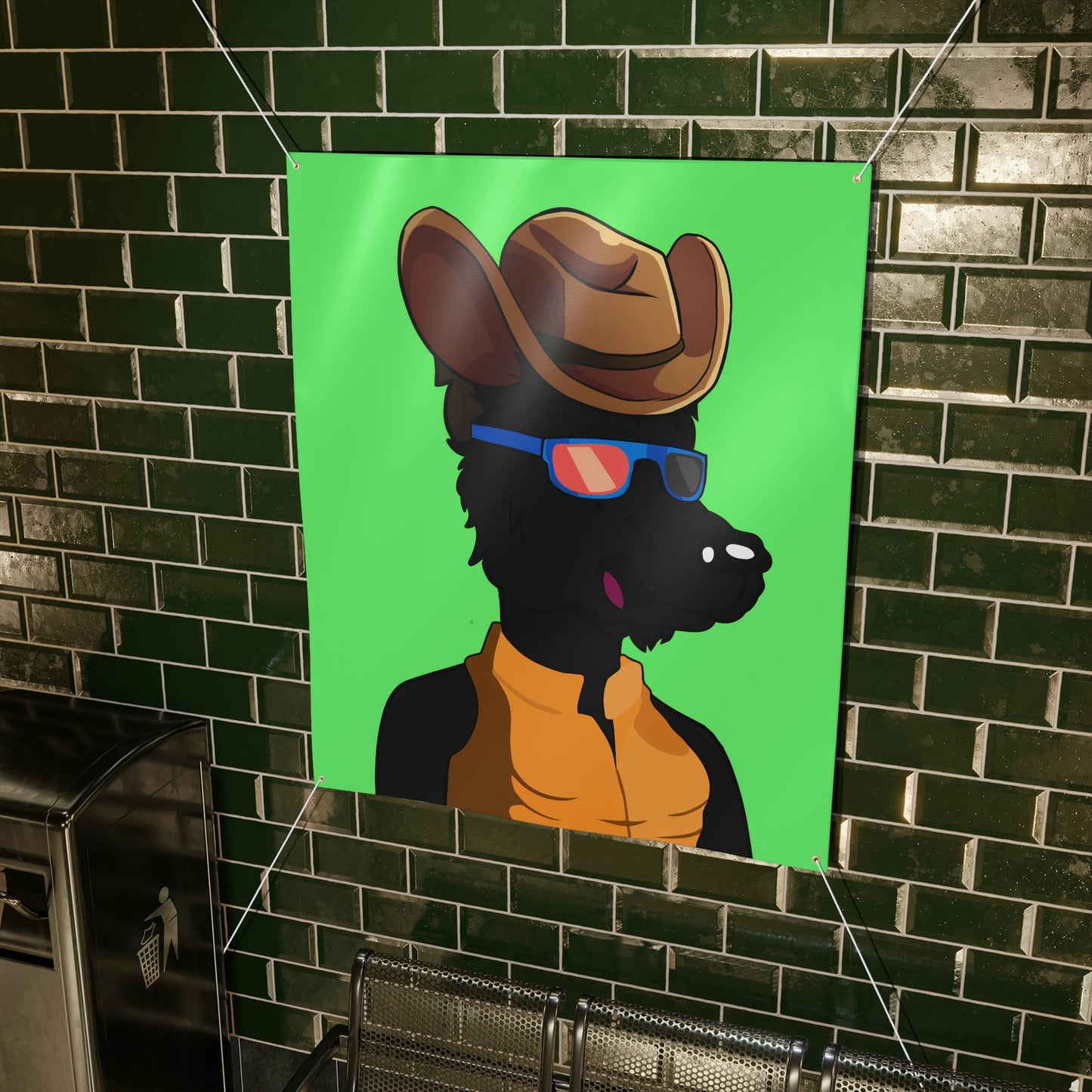 Cowgirl Wolf Cyborg Wolve  Matte Banner