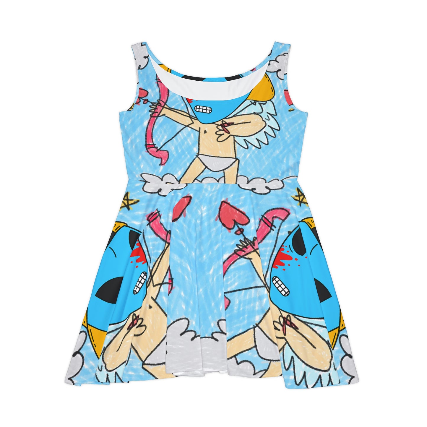 Valentine Arrow Heart Love Visitor Blue Blood Alien Women's Skater Dress