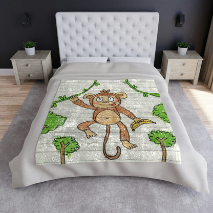 Graphic Monkey - Fun Zoo Clothing for Ape Lovers Crushed Velvet Blanket