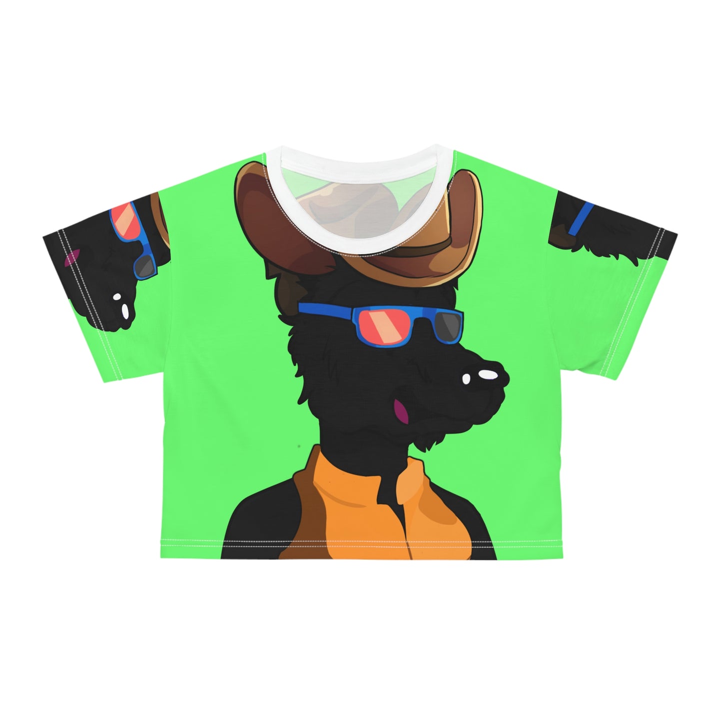 Cowgirl Wolf Cyborg Wolve AOP Crop Tee