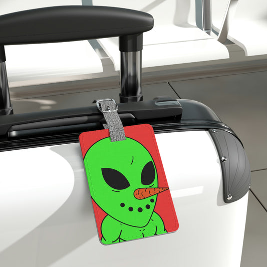 Veggie Visi Alien Vegetal Visitante Saffiano Etiqueta de equipaje de poliéster, rectangular