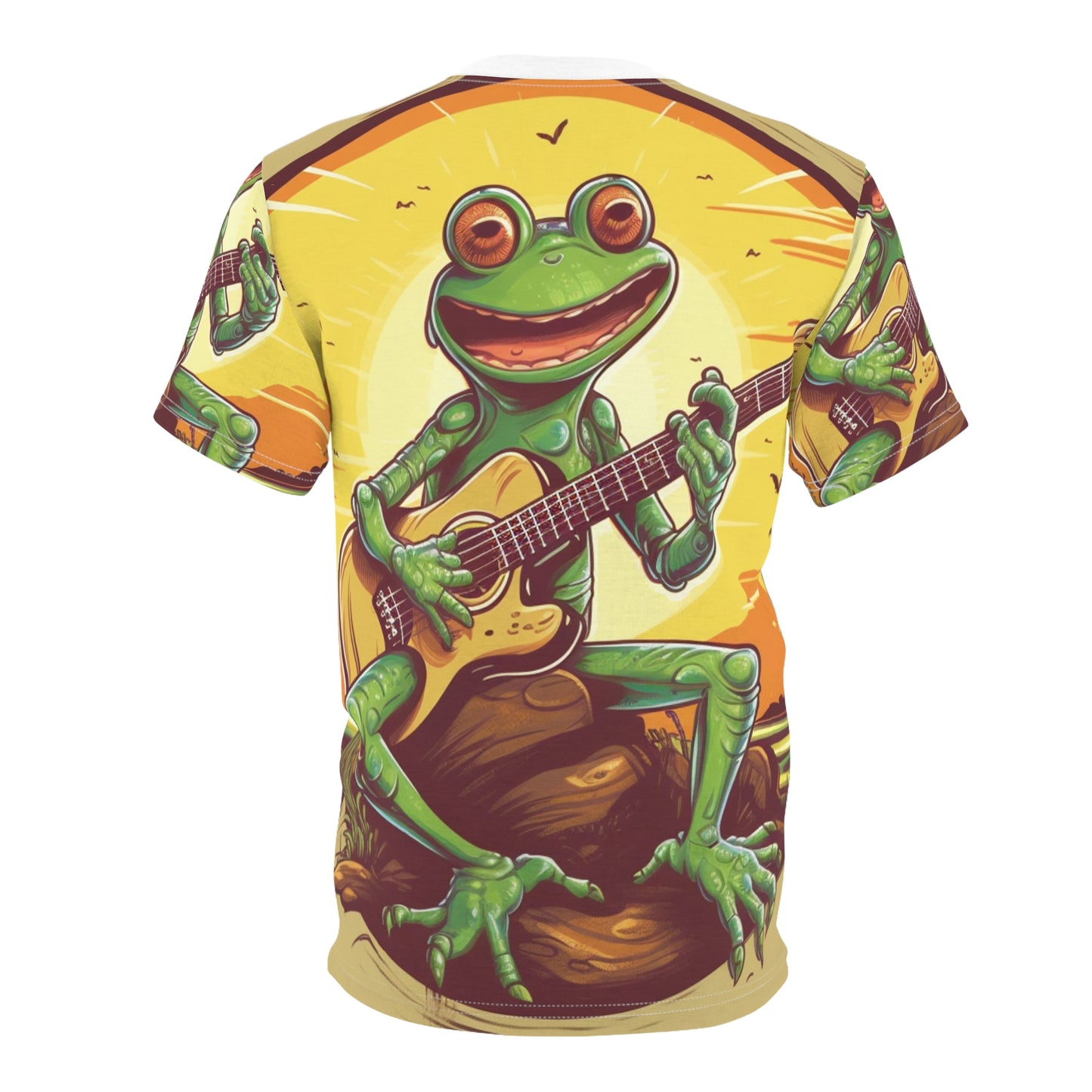 Swamp Frog Acoustic Guitar Player Outdoor Unisex Cut & Sew Tee (AOP)