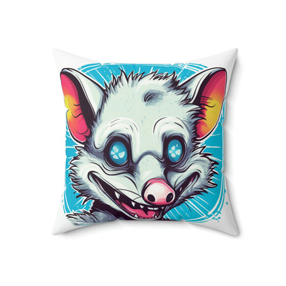 Delightful Opossum Summer Animation Spun Polyester Square Pillow