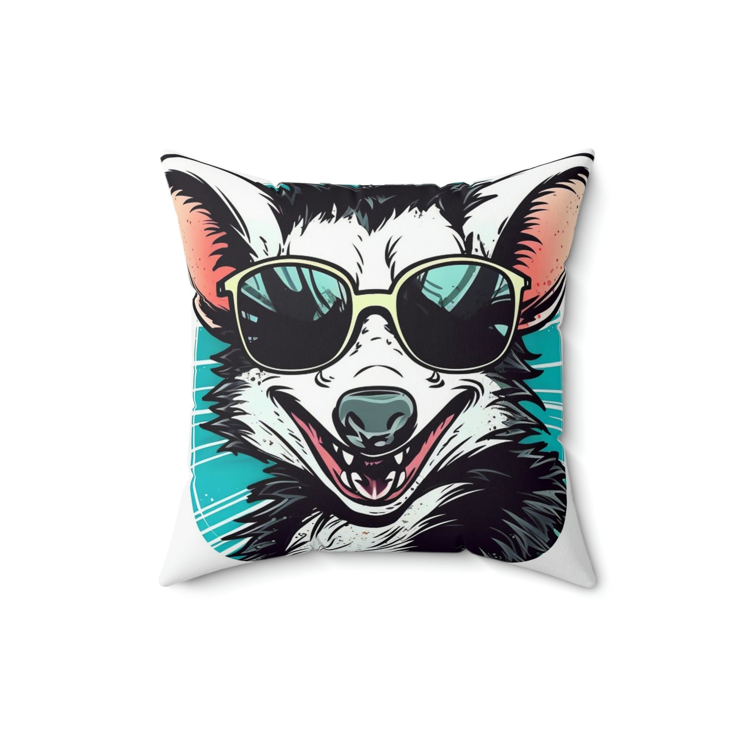 Joyful Opossum Retro Animation Spun Polyester Square Pillow