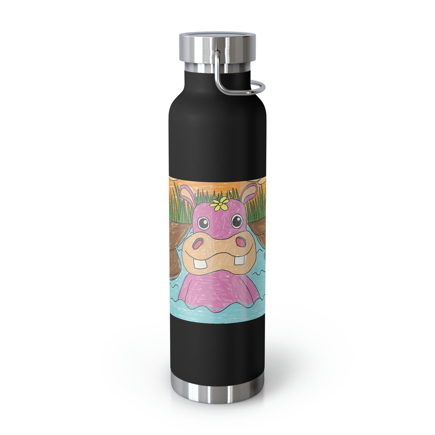Hippo Hippopotamus Animal Creature Graphic Copper Vacuum Insulated Bottle, 22oz