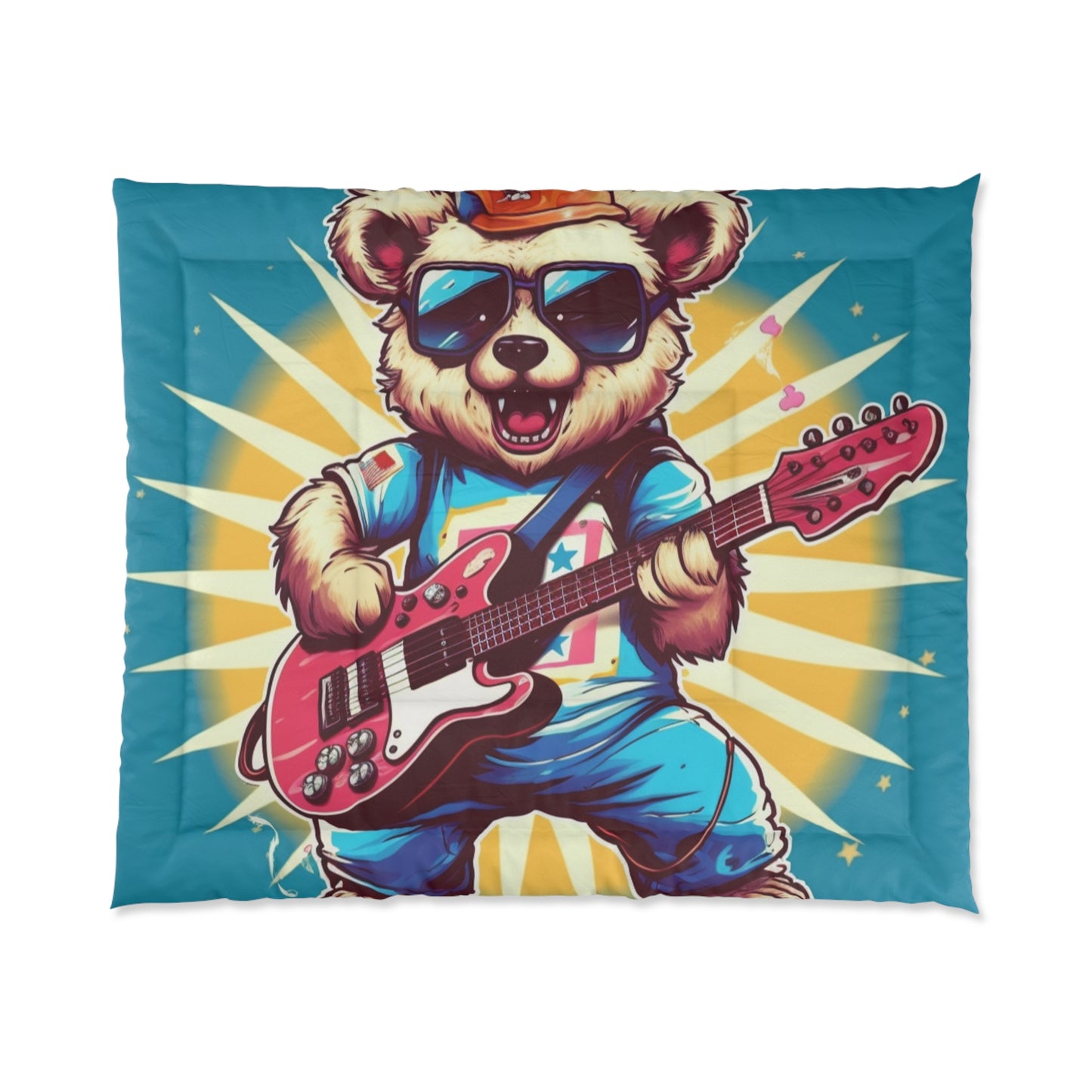 Bear Guitarist Music Guitar Player Animal Graphic Comforter