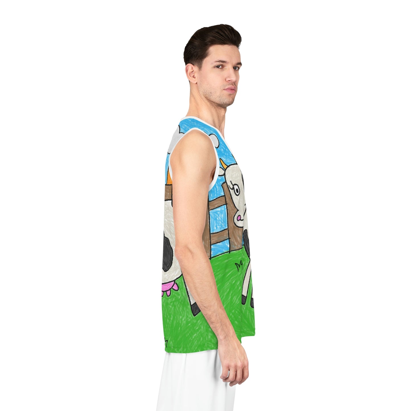 Cow Farm Animal Character Basketball Jersey (AOP)