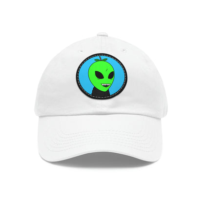 Green Apple Chipped tooth Visitor Smiling Dad Hat with Leather Patch (Round)