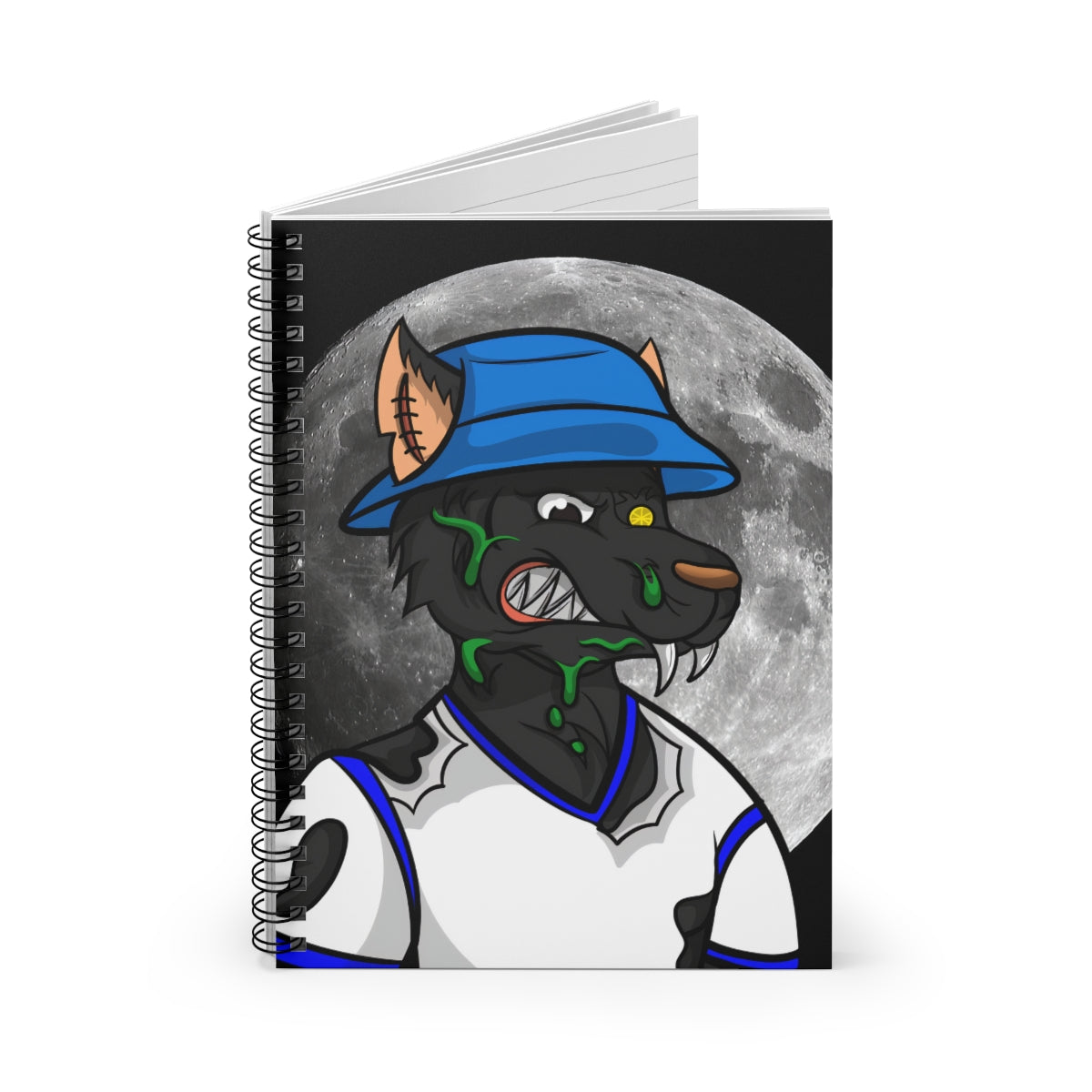 Full Moon Cyborg Werewolve Wolf Spiral Notebook - Ruled Line