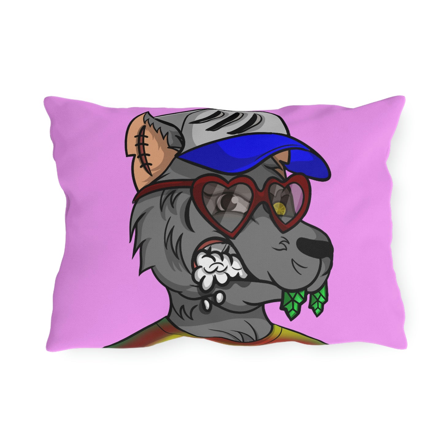 Valentine Heart Wolf Werewolve Tiedye Outdoor Pillows