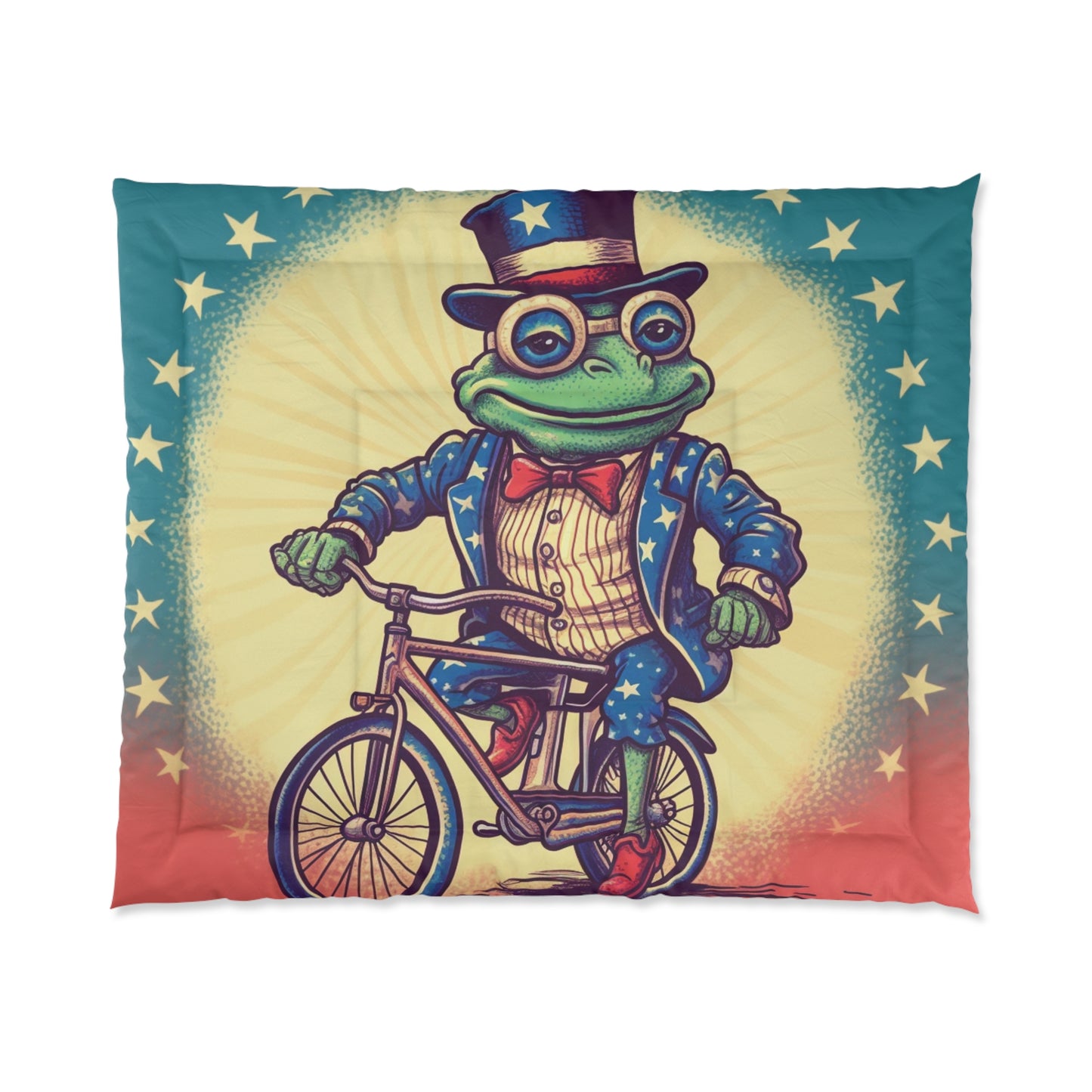 USA Frog Patriotic Indepencence Day 4th of July Bike Rider Comforter