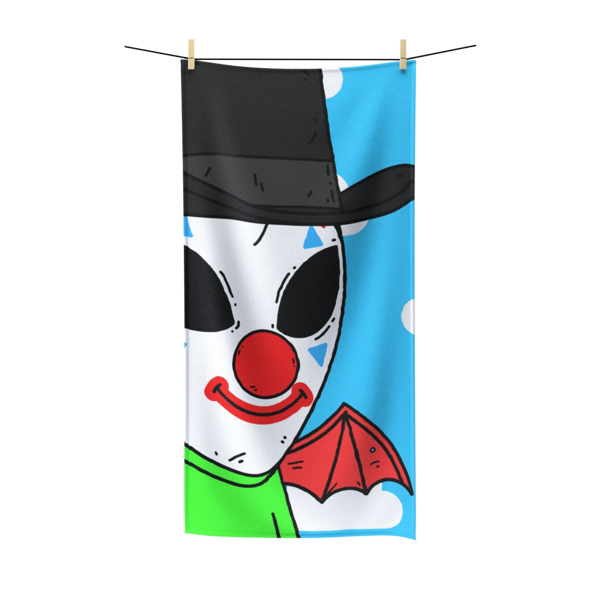 Clown Visitor Green Alien w/ Devil Wings Polycotton Towel - Visitor751