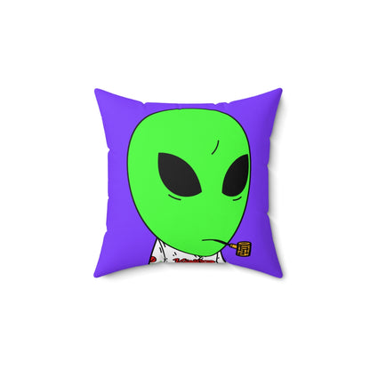 Visi Jersey Green Alien Pipe Mouth Visitor Spun Polyester Square Pillow