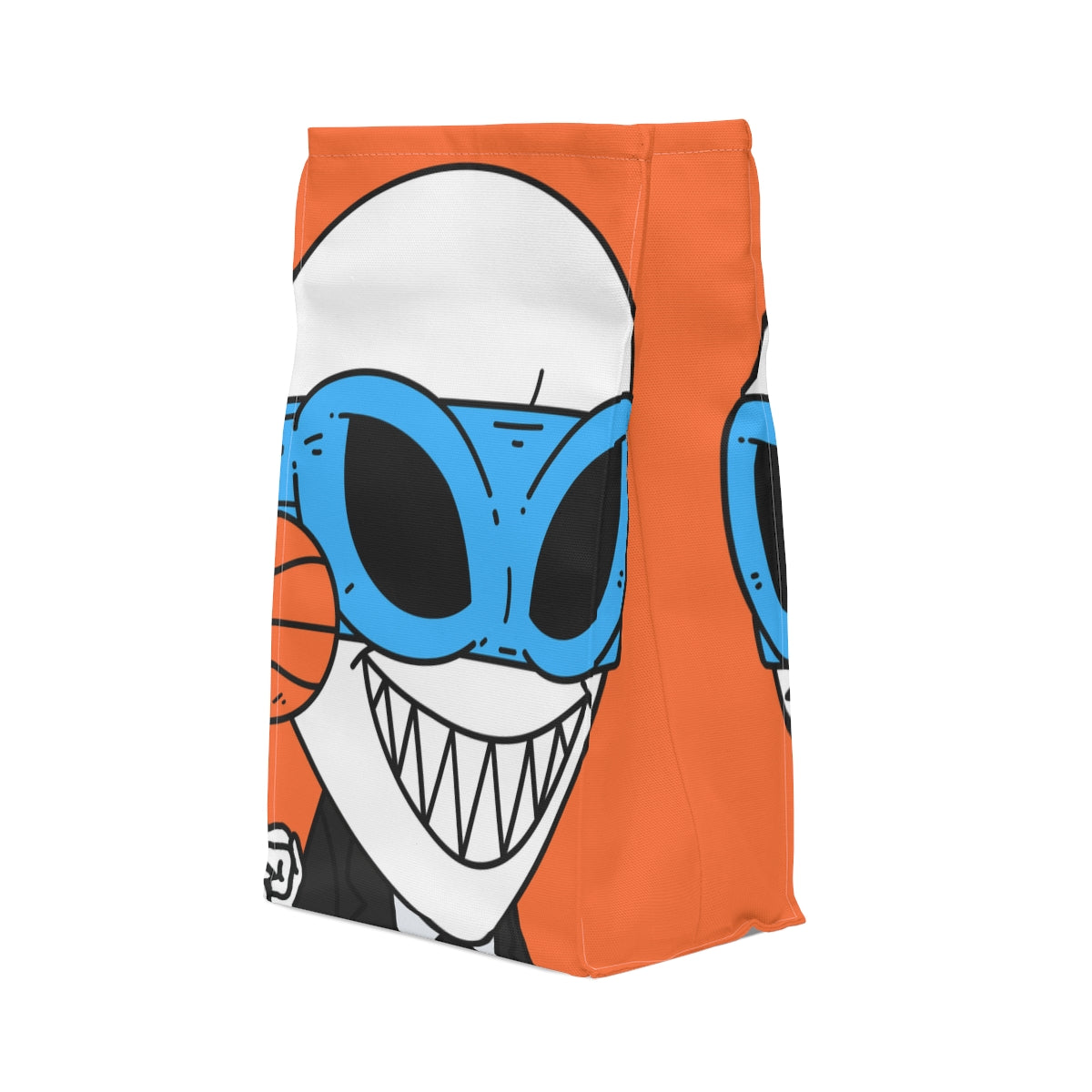 Alien BBall Sport Ninja Mask Big Smile Teeth Game Player Orange Basketball Polyester Lunch Bag