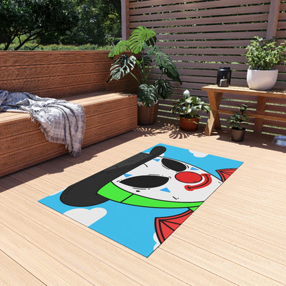 Clown Visitor Green Alien w/ Devil Wings Outdoor Rug